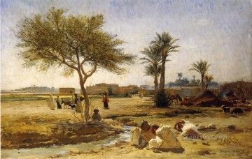 Frederick Arthur Bridgman Painting - An Arab Village Frederick Arthur Bridgman